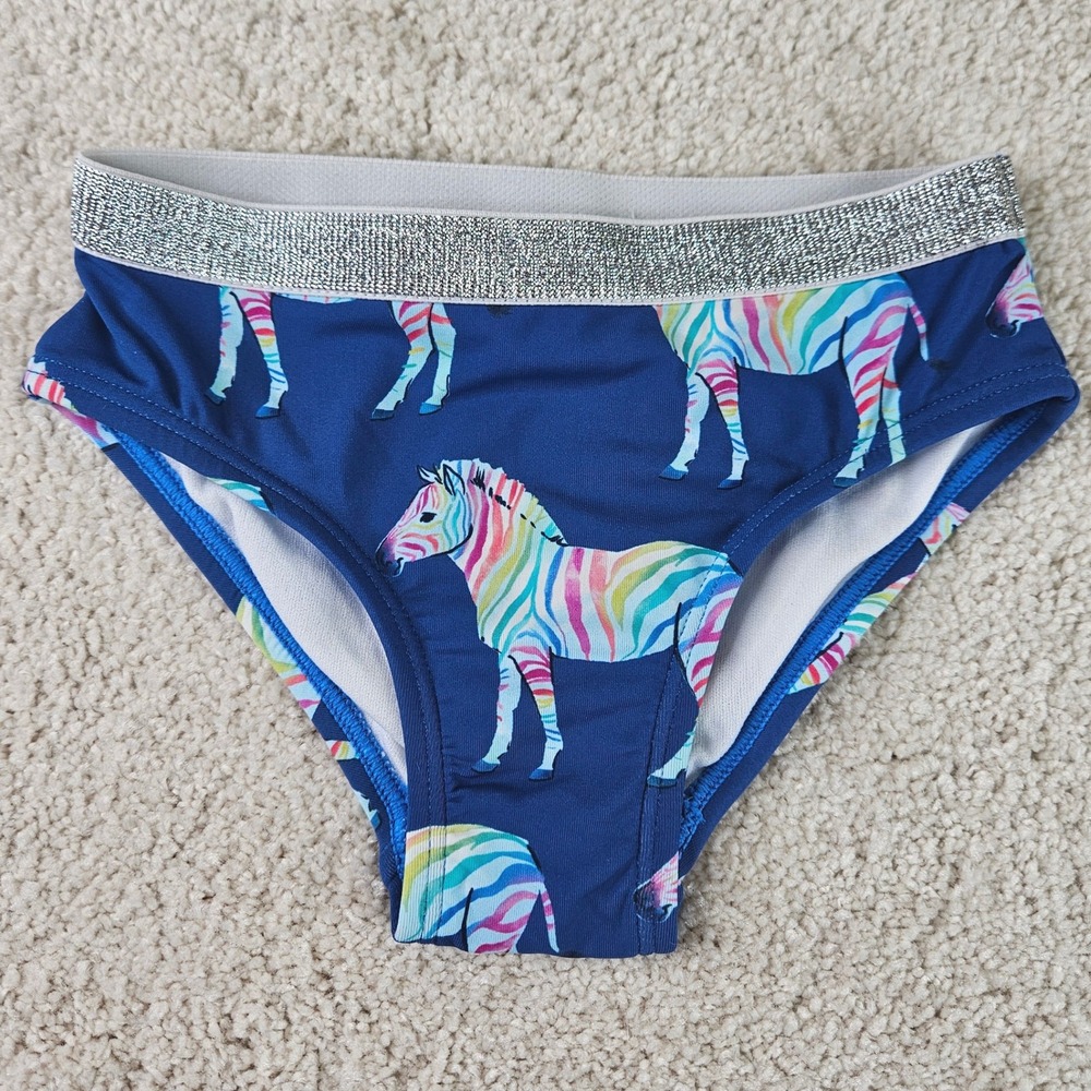 NWT's Hatley Swim Bottoms Rainbow Zebra‎ Print Sparkle Waistband Girls Size 3